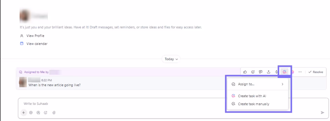 Create and Assign Tasks in Chat Create and Assign Tasks in Chat